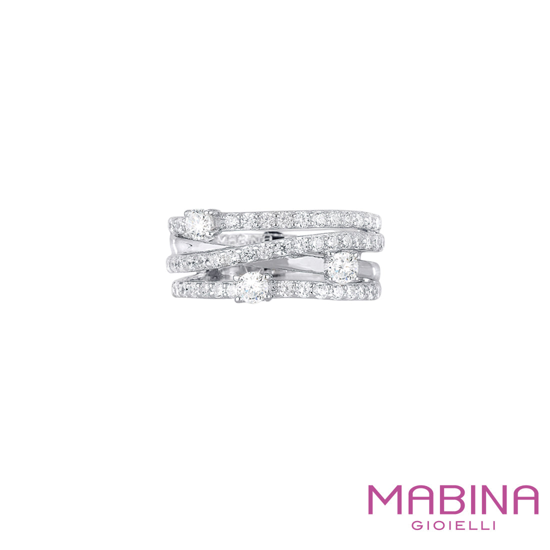 Anello a fascia con zirconi Mabina donna 523151/19 Argento 925 Anello a fascia con zirconi Mabina donna 523151/19 Argento 925