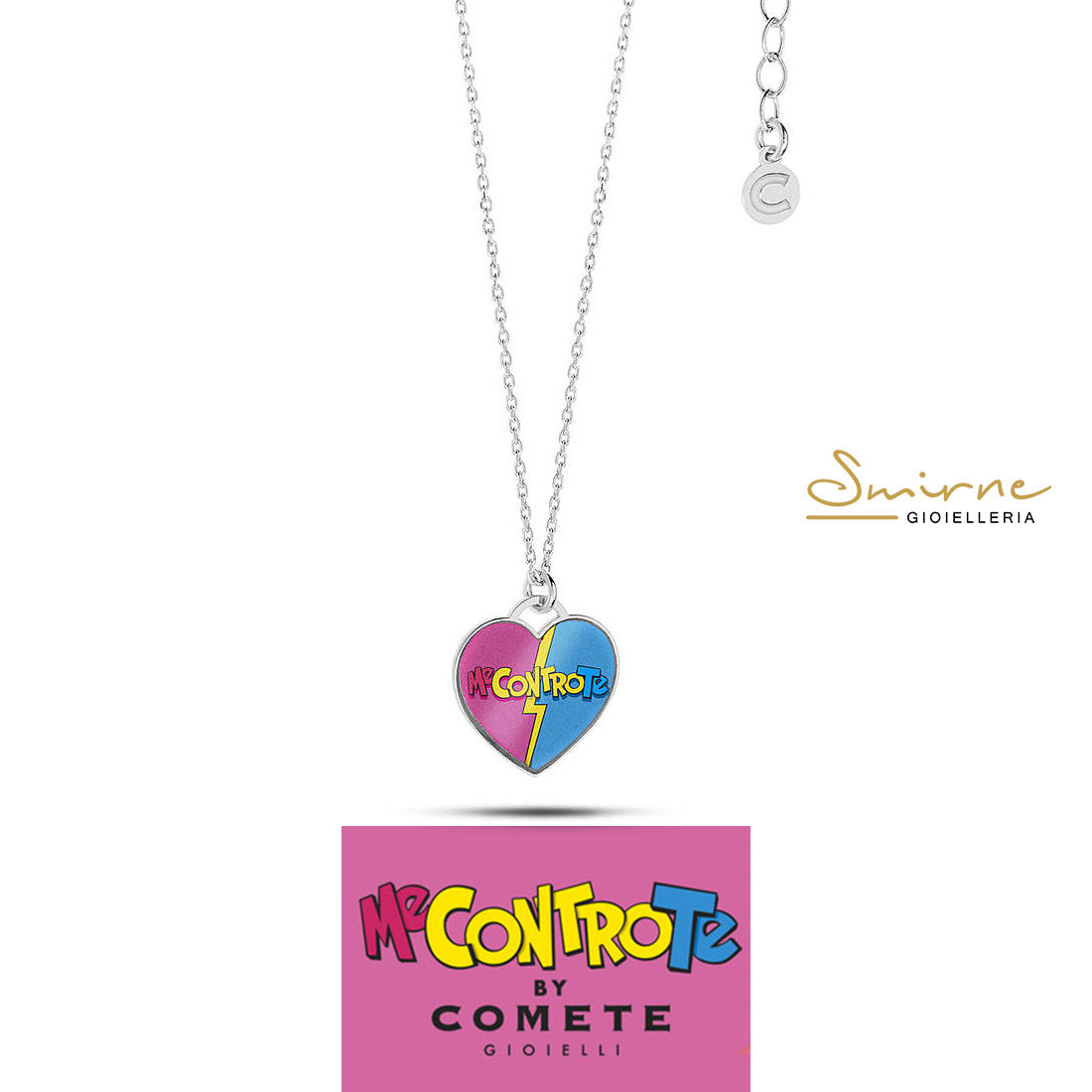 Collana Me Contro Te Cuore con logo smaltato – Smirne Gioielleria